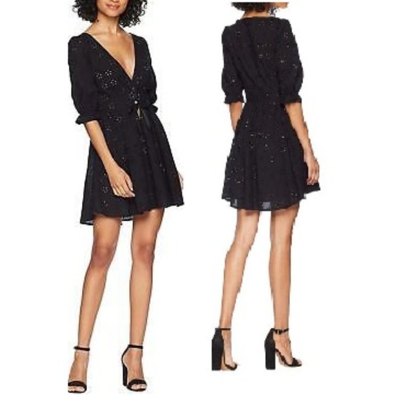 NEW FOR LOVE & LEMONS BLACK EYELET SWING DRESS SIZE S - Picture 1 of 9